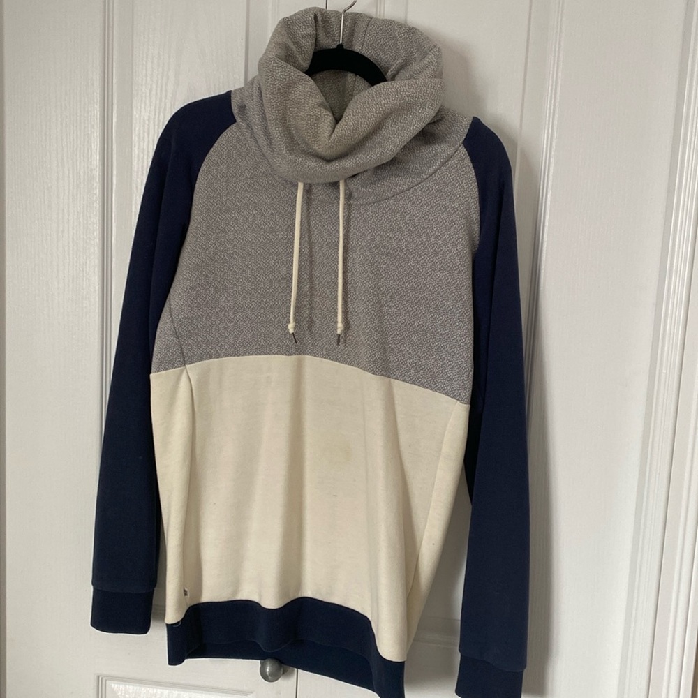 Gray and Cream Cowl Neck Sweatshirt
